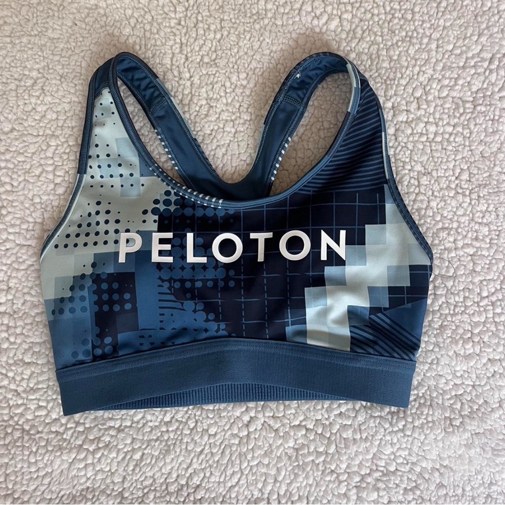 Peloton x Adidas Blue and Gray Sports Bra